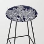 Sea Fan Coral - White on Navy Stool Gallery Image 2