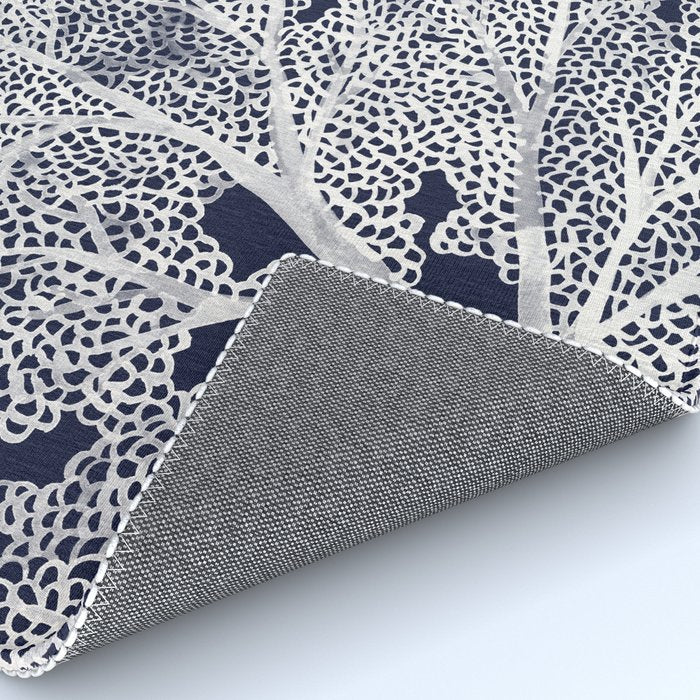 Sea Fan Coral - White on Navy Rug Gallery Image 4