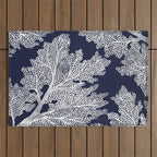 Sea Fan Coral - White on Navy Outdoor Rug Gallery Image 1