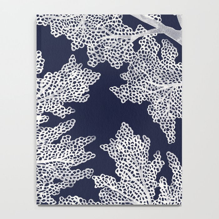 Sea Fan Coral - White on Navy Notebook Gallery Image 4