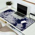 Sea Fan Coral - White on Navy Desk Mat Gallery Image 2