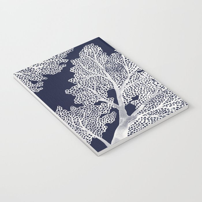 Sea Fan Coral - White on Navy Notebook Gallery Image 3