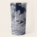 Sea Fan Coral - White on Navy Travel Mug Gallery Image 1