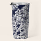 Sea Fan Coral - White on Navy Travel Mug Gallery Image 3