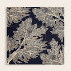 Sea Fan Coral - White on Navy Wood Wall Art Gallery Image 1