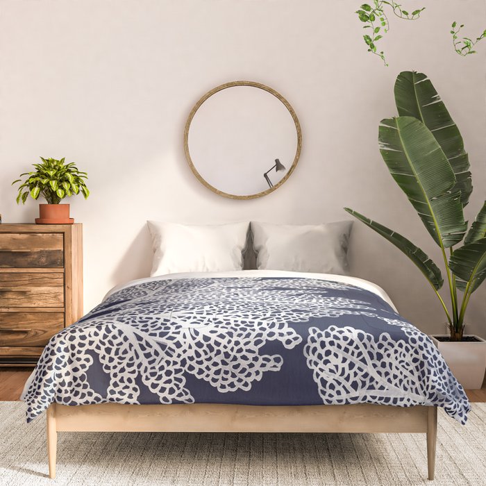 Sea Fan Coral - White on Navy Comforter Gallery Image 3