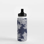 Sea Fan Coral - White on Navy Water Bottle Gallery Image 2