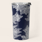 Sea Fan Coral - White on Navy Travel Mug Gallery Image 2