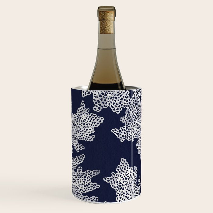 Sea Fan Coral - White on Navy Wine Chiller Gallery Image 3