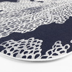 Sea Fan Coral - White on Navy Bath Mat Gallery Image 3