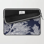 Sea Fan Coral - White on Navy Laptop Sleeve Gallery Image 2