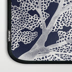 Sea Fan Coral - White on Navy Laptop Sleeve Gallery Image 3