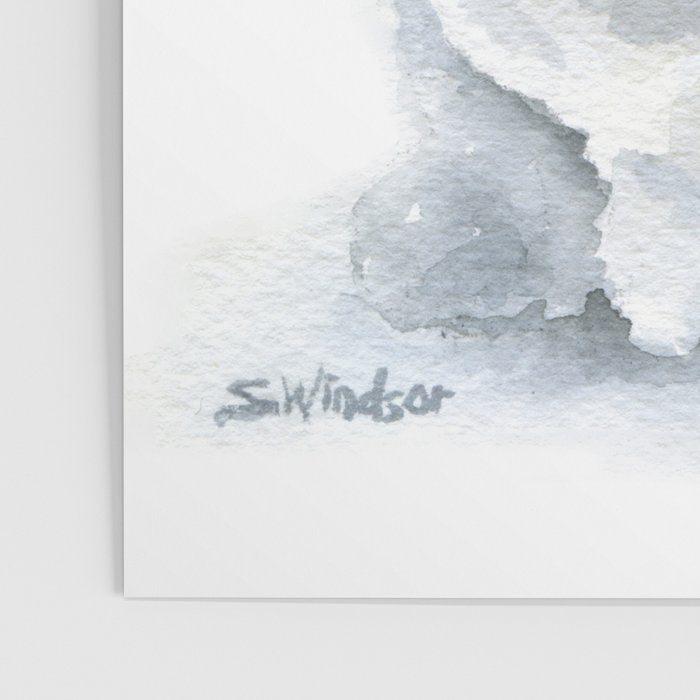 Gray Mini Lop Rabbit Watercolor Poster Gallery Image 3