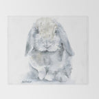 Gray Mini Lop Rabbit Watercolor Throw Blanket Gallery Image 2