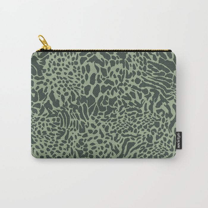 Leopard Print Pattern in Dark and Sage Green Carry All Pouch Gallery Image 1