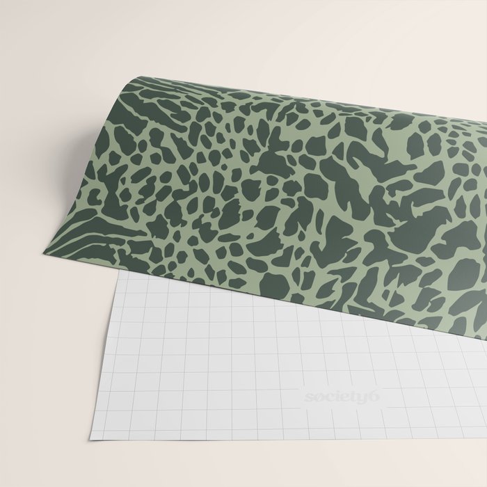 Leopard Print Pattern in Dark and Sage Green Wrapping Paper Gallery Image 2