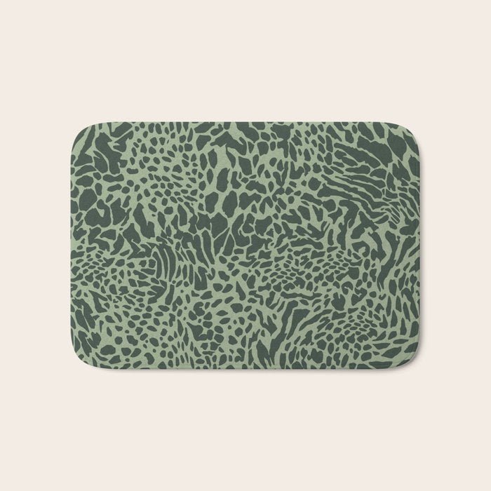 Leopard Print Pattern in Dark and Sage Green Bath Mat Gallery Image 1