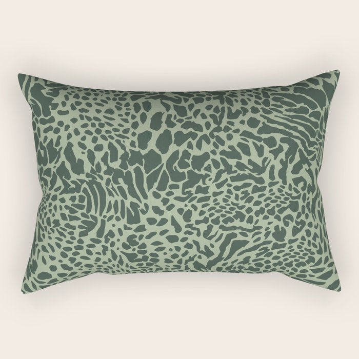 Leopard Print Pattern in Dark and Sage Green Rectangular Pillow Gallery Image 2