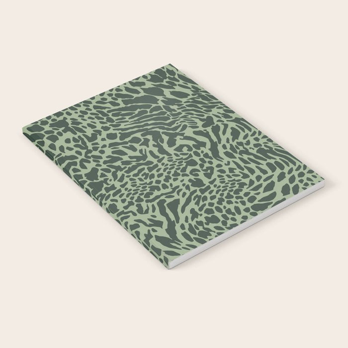 Leopard Print Pattern in Dark and Sage Green Notebook Gallery Image 2