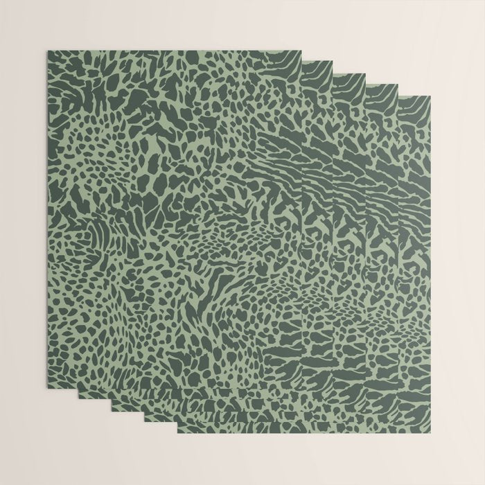 Leopard Print Pattern in Dark and Sage Green Wrapping Paper Gallery Image 3