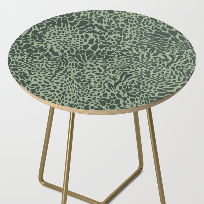 Leopard Print Pattern in Dark and Sage Green Side Table Gallery Image 2
