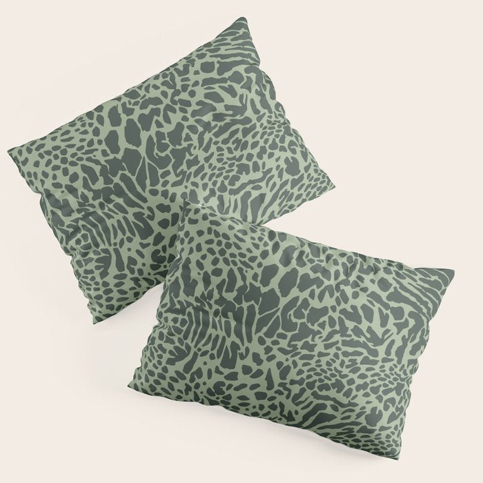 Leopard Print Pattern in Dark and Sage Green Pillow Sham Gallery Image 3