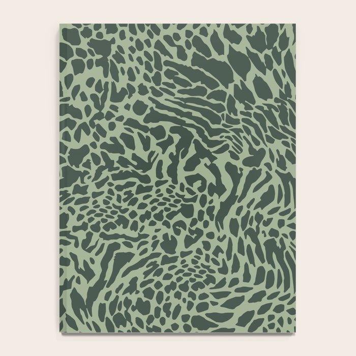Leopard Print Pattern in Dark and Sage Green Notebook Gallery Image 4