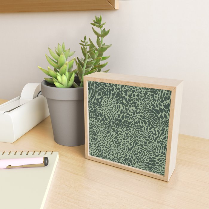 Leopard Print Pattern in Dark and Sage Green Mini Art Print Gallery Image 2