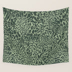 Leopard Print Pattern in Dark and Sage Green Wall Tapestry Gallery Image 4