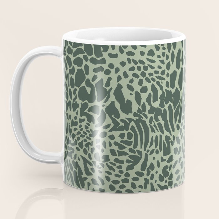 Leopard Print Pattern in Dark and Sage Green Coffee Mug Gallery Image 3