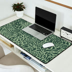 Leopard Print Pattern in Dark and Sage Green Desk Mat Gallery Image 2