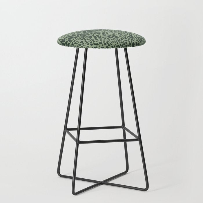 Leopard Print Pattern in Dark and Sage Green Stool Gallery Image 1