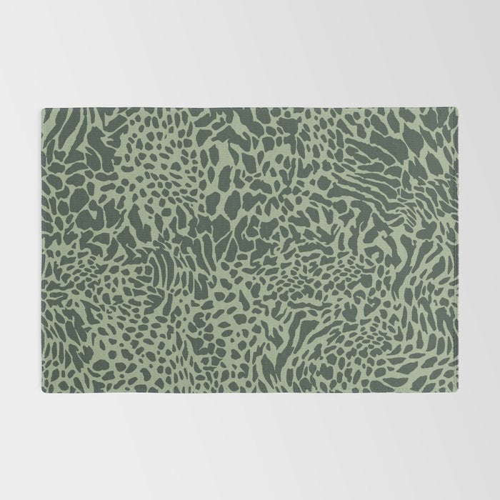Leopard Print Pattern in Dark and Sage Green Rug Gallery Image 2