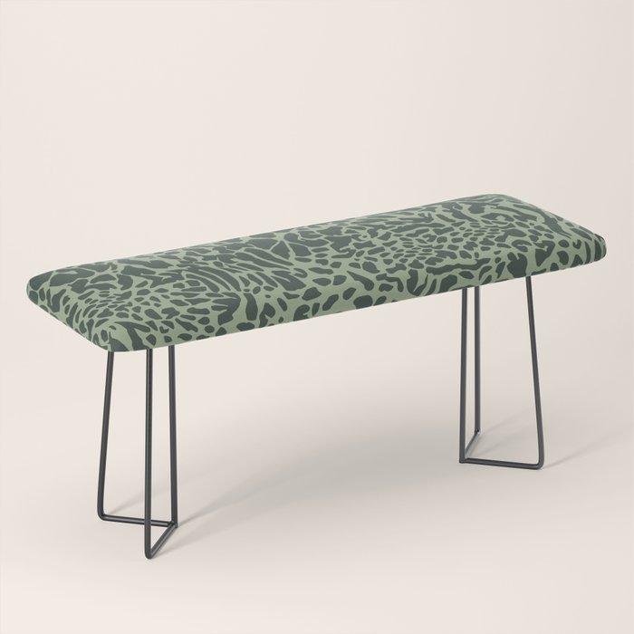 Leopard Print Pattern in Dark and Sage Green Bench Gallery Image 1