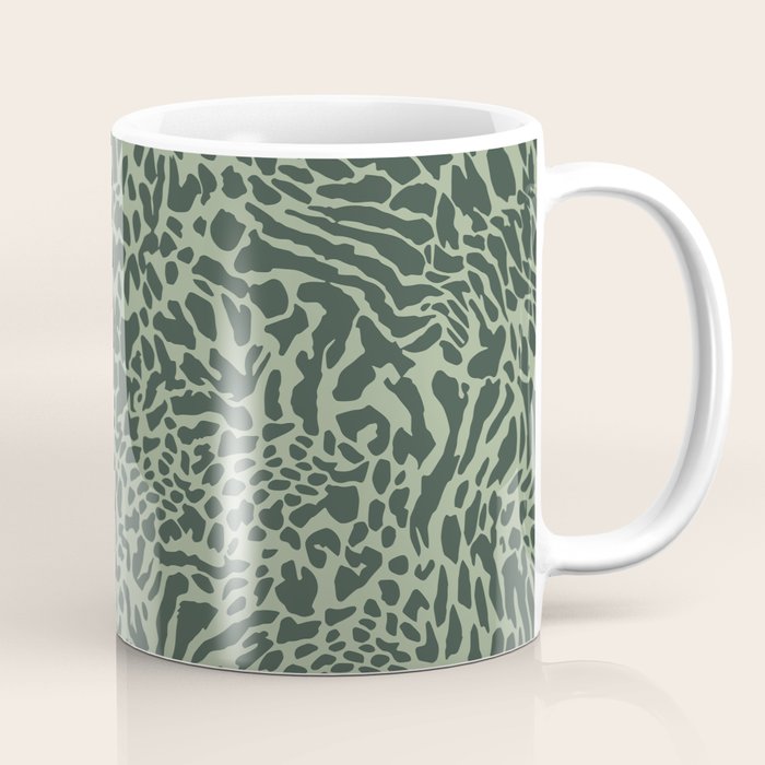 Leopard Print Pattern in Dark and Sage Green Coffee Mug Gallery Image 1