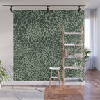 Leopard Print Pattern in Dark and Sage Green Wall Mural Gallery Image 1