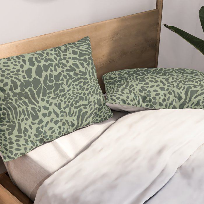 Leopard Print Pattern in Dark and Sage Green Pillow Sham Gallery Image 2