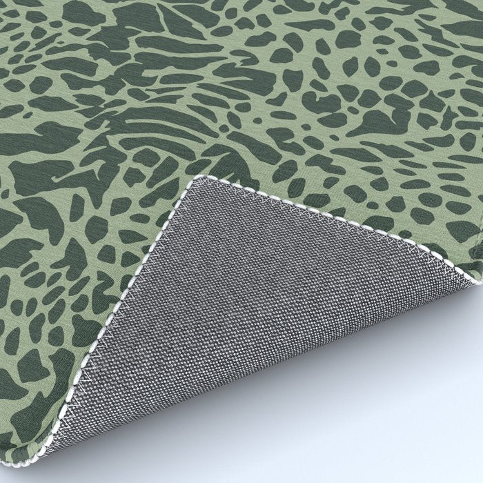 Leopard Print Pattern in Dark and Sage Green Rug Gallery Image 4
