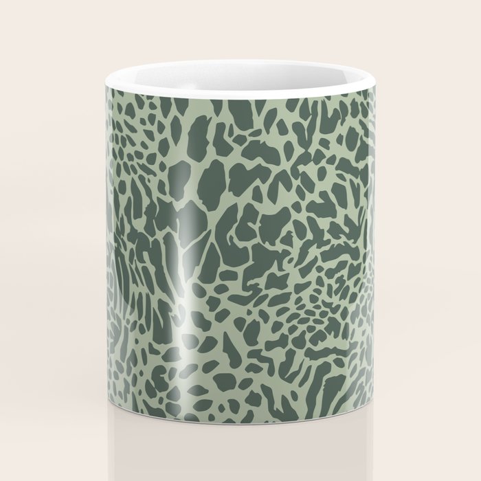 Leopard Print Pattern in Dark and Sage Green Coffee Mug Gallery Image 4