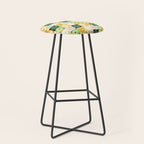 Retro Flowers Check Pattern XXV Stool Gallery Image 1