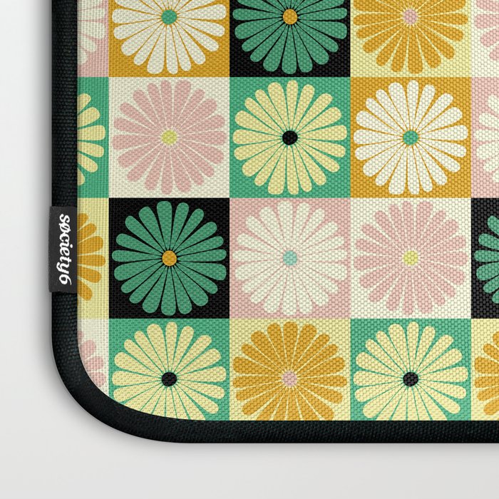 Retro Flowers Check Pattern XXV Laptop Sleeve Gallery Image 3