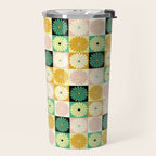 Retro Flowers Check Pattern XXV Travel Mug Gallery Image 2