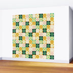 Retro Flowers Check Pattern XXV Wall Mural Gallery Image 2