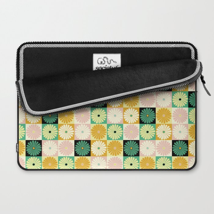 Retro Flowers Check Pattern XXV Laptop Sleeve Gallery Image 2