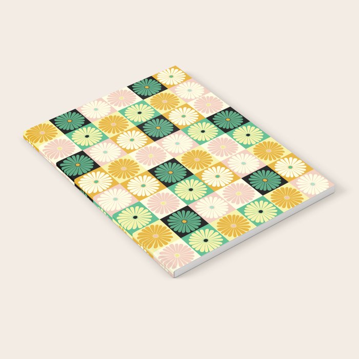 Retro Flowers Check Pattern XXV Notebook Gallery Image 2