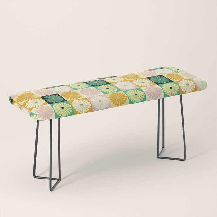 Retro Flowers Check Pattern XXV Bench Gallery Image 1