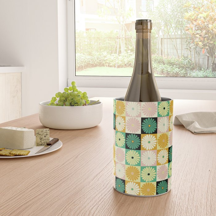 Retro Flowers Check Pattern XXV Wine Chiller Gallery Image 4