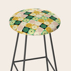 Retro Flowers Check Pattern XXV Stool Gallery Image 2