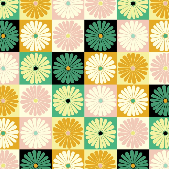 Retro Flowers Check Pattern XXV Coffee Mug Gallery Image 2