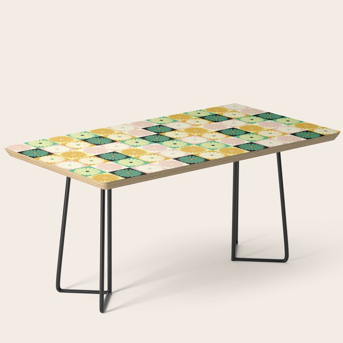 Retro Flowers Check Pattern XXV Coffee Table Gallery Image 1